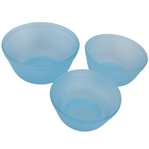 Anchor Hocking Frosted Blue Mixing Bowl Set 1 Qt 1.5 Qt and 2.5 Qt
