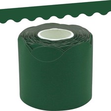 Scalloped Rolled Border Trim Pine Green, 50ft, Office Decor, Green
