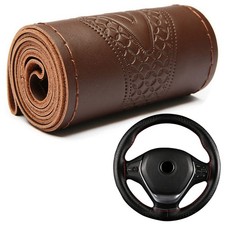 Car Steering Wheel Cover Universal Fit Round Stitch Steering Wheel Wrap Thin ...
