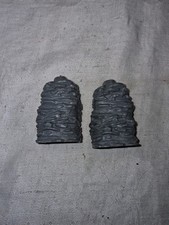 Vintage Marx Hard Plastic Fence Stone Walls End Cap Lot of Two Grey