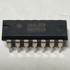 Lot of 145 Texas instruments SN7407N IC BUFF NON-INVERT 5.25V 14-PDIP 44838-01