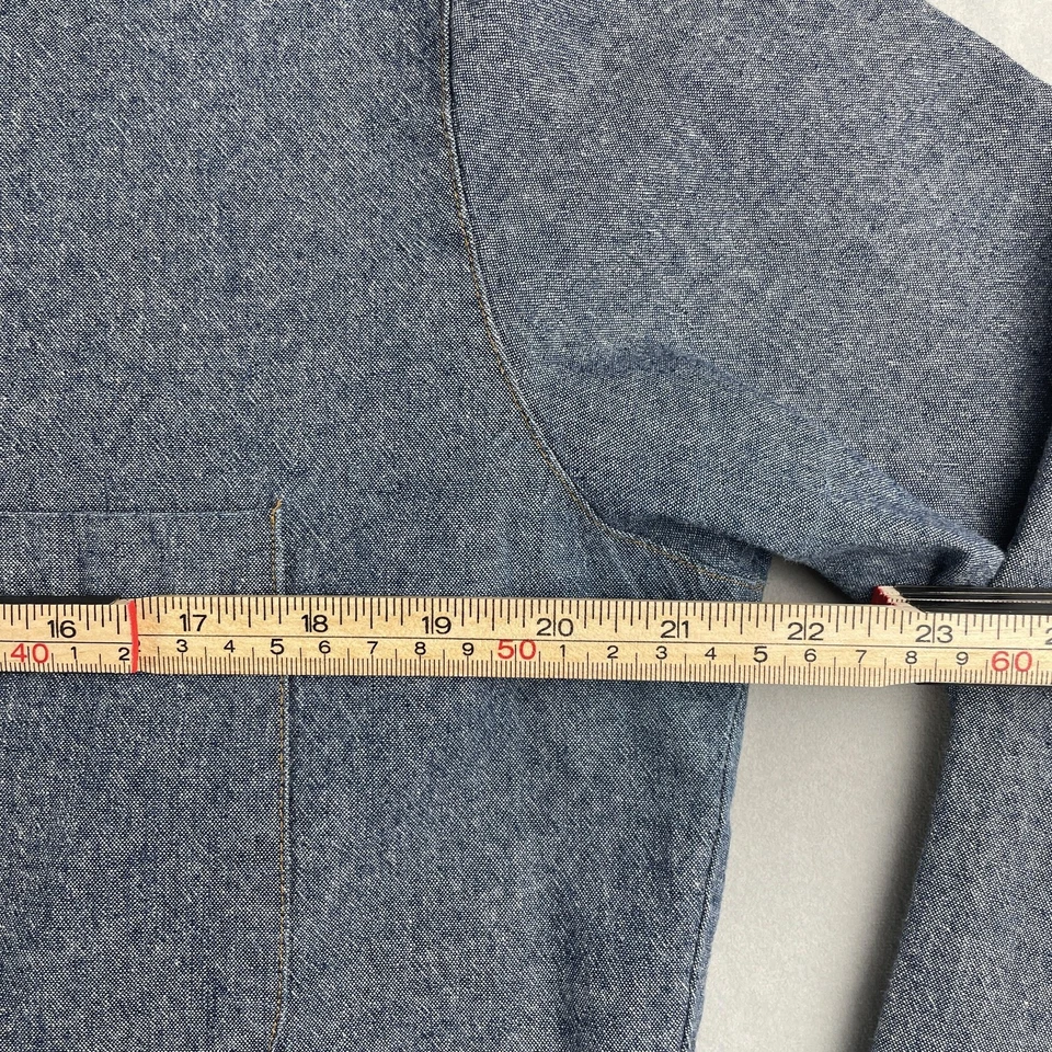 American Apparel Shirt Men S Blue Long Sleeve Chambray Workwear Custom USA Made - Image 4 of 4