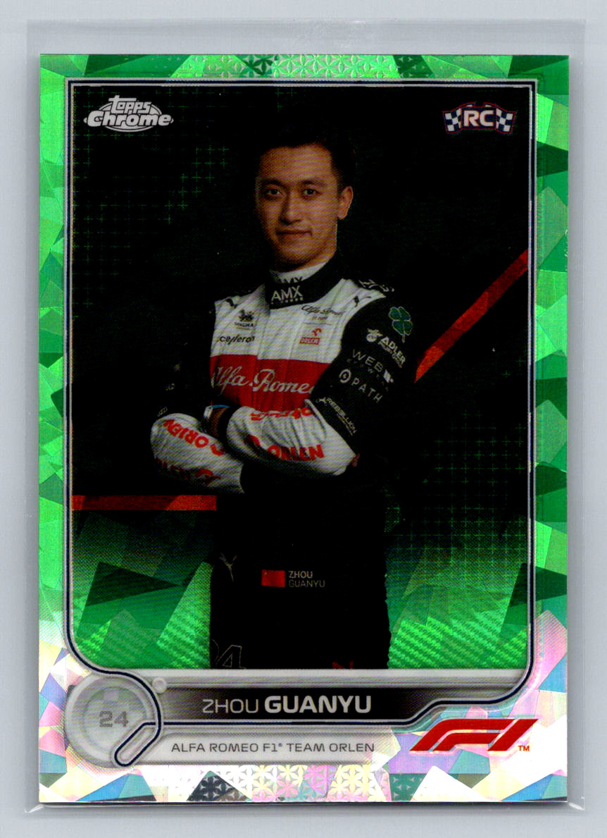 2022 Topps Chrome Sapphire F1 #65 Zhou Guanyu (RC) -Portrait Green 28/75