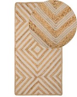 Rechteckiger Teppich Beige Baumwolle Jute 80X150Cm Rustikaler Stil Pirli