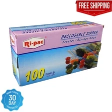 100 pieces 2 Gallon Size 13x16 Zip Lock Reclosable Freezer Storage Bags Zipper