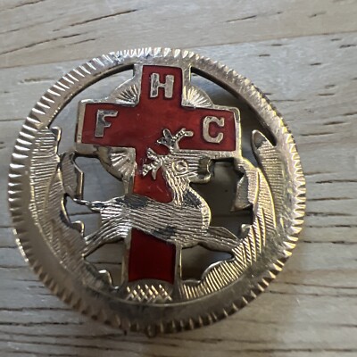 Vintage FHC Deer Cross Catholic Order Foresters Fraternal Lapel Pin.