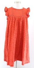 Madewell Burnt Orange Floral Ruffle Sleeve Eyelet Swing Shift Mini Dress Size S