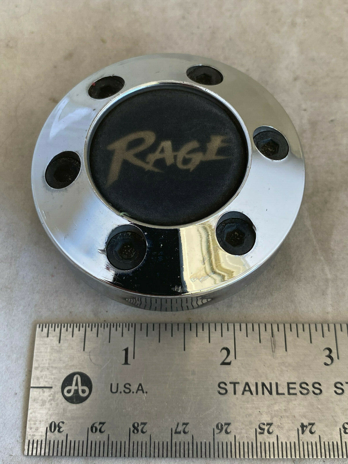 Rage Custom Wheel Rim Chrome Black Center Hub Cover Hubcap Cap 2-5/8