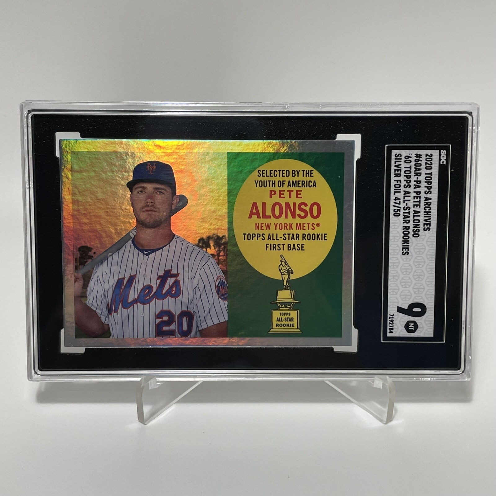 2020 Topps Archives Pete Alonso Silver Foil All Star Rookies /50 SGC 9 Mets RC