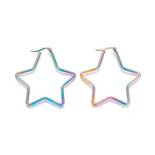Stainless Steel Hoop Earrings Star 12 Gauge 46.5x45.5 2mm Pin: 1x0.6mm A199