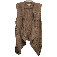 COLDWATER Creek Women's Oversize Knit Sweater Shark Bite Style Vest Size Large