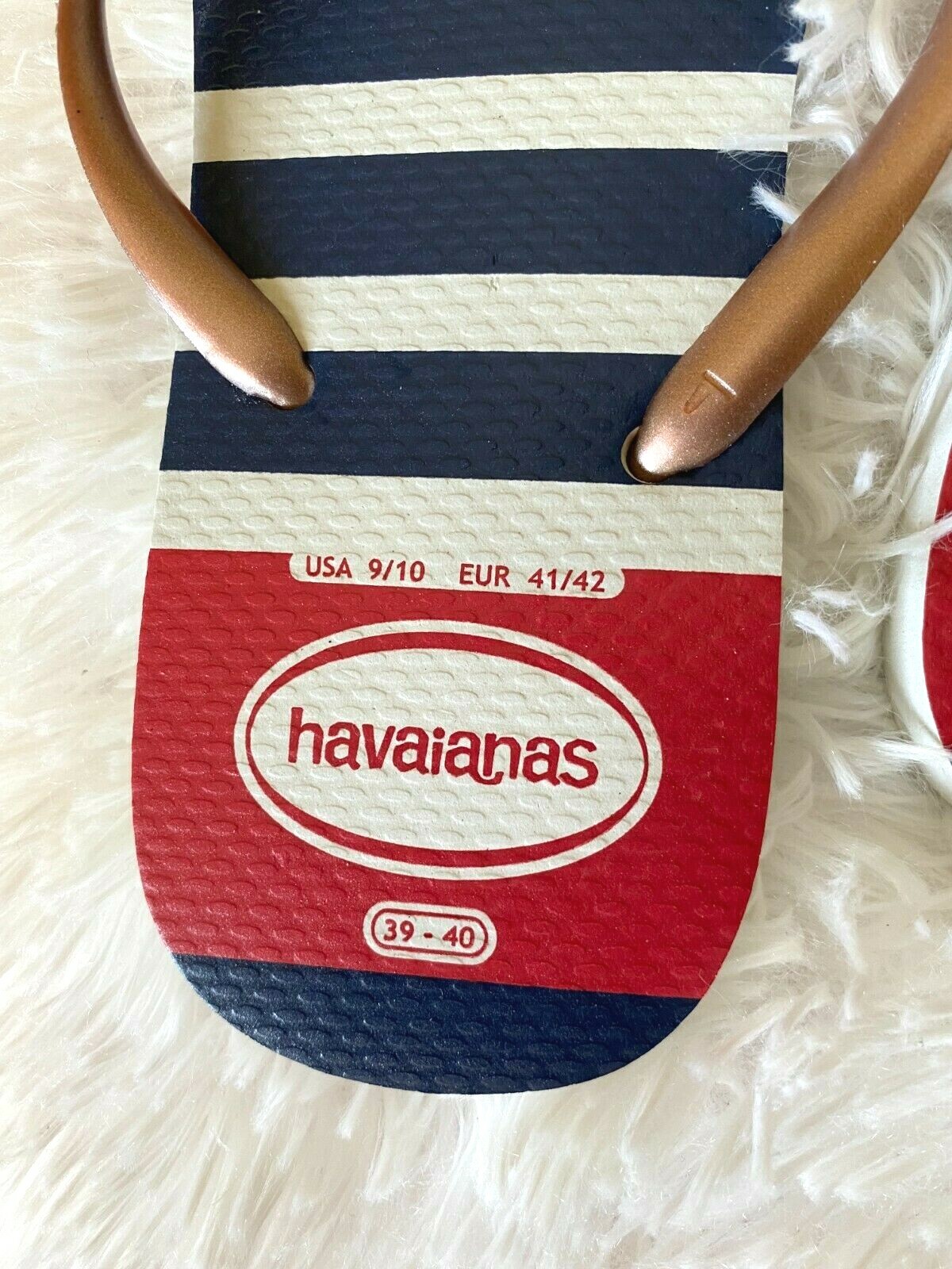 PANTOFOLA D’ORO Infradito donna Havaianas Brasile slim nautica bianco oro rosa metallizzato