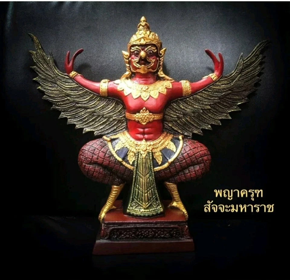 Talismán Garuda Estatua Rojo Amuleto Tailandés Buda Phaya Krut Potente Protección G4 Foto 2 de 4