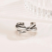 Damenring – Verstellbar, Modernes Design Überkreuzung  Sterling Silber 925