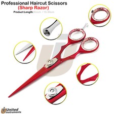 Professional Shears Barber Hair Cutting Scissors Red 6'' Hair Cut Salon Tijeras