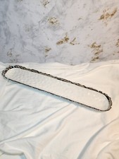 Luna Park Appetizer Embossed Silver Trim serving Dish 15" L  X 3" W