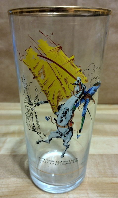 Vintage Don Quixote and the Windmill Glass Illustration by Gustave Doré Rare