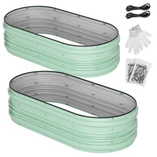 WORKPRO 2PC 4x2x1ft Metal Planter Box Galvanized Raised Garden Bed Set Patio Kit