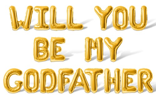 WILL YOU BE MY GODFATHER Letter Balloon Banner - Godfather Baptism Decorations - Picture 16 of 55