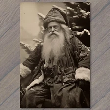 POSTCARD Vintage Vibe Santa Poses Christmas Tree Nostalgic Weird Festive 🎅🎄