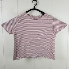 Zara Shirt Womens Red White Stripes Crew Neck...