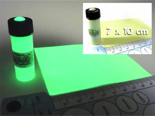 Glow-On ORIGINAL Super Glow Night Sights paint 4.6 ml vial + 7x10 cm Glow Film