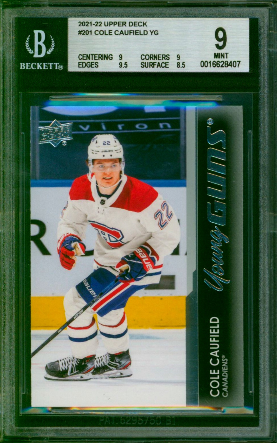 2021-22 Upper Deck Young Guns COLE CAUFIELD Rookie Card #201 Rare YG SP RC BGS 9