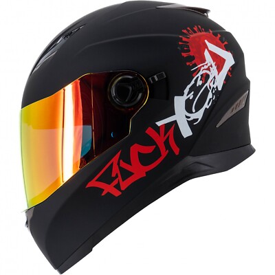 Motorradhelm Sting F.You Rot Sonnenblende + Verspiegeltes Visier