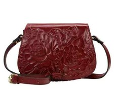 Patricia Nash Finch Tooled Leather Crossbody Bag Purse-Berry Red NWOT