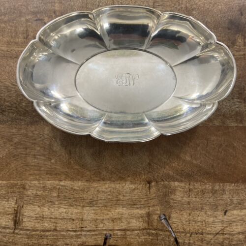Vtg Sterling Silver  925 Scalloped Oval Bowl 9 Ounces 260 Grams Scrap Or Not - Picture 1 of 4