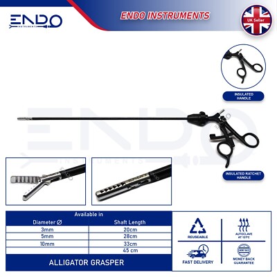 ENDO  Neu 5mm 45cm Laparoskopischer Alligator Grasper Bariatrische Krokodil Pinzette CE