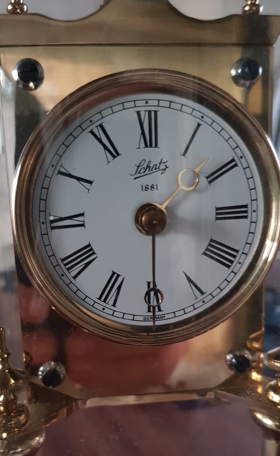 Pendule SCHATZ 1881 sous dome laiton 400 jours rotor horizontal Germany ...