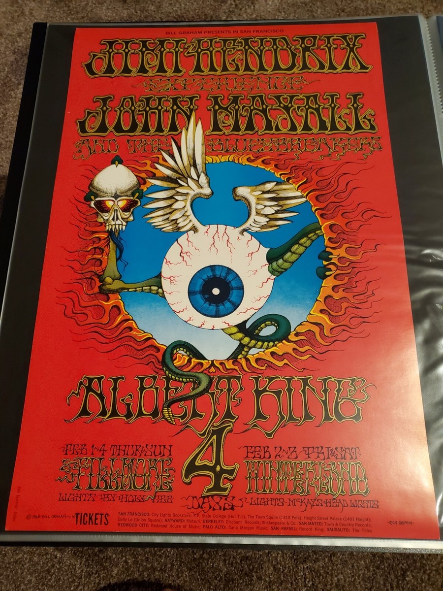 Jimi Hendrix BG-105 2nd Print Flying Eyeball Poster Rick Jimi Hendrix BG-105 2nd Print Flying Eyeball Poster Rick