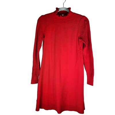 LOFT Knit Red Ruffle Turtleneck Pointelle Knit Dress Size S Womens Stretch Retro | eBay LOFT Knit Red Ruffle Turtleneck Pointelle Knit Dress Size S Womens Stretch Retro | eBay