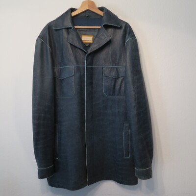 VINTAGE JORDAN TWO3 Genuine Leather Jacket Blue Distressed VINTAGE JORDAN TWO3 Genuine Leather Jacket Blue Distressed