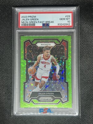 2023 Panini Prizm JALEN GREEN 4/5 Neon Green PSA 10 Gem Mt Jersey/Number Match