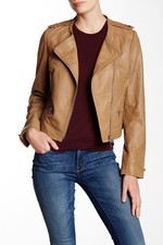 Nwt $998 Joie Odina Asymmetric Zip Lambskin Leather Jacket In Camel Size Small