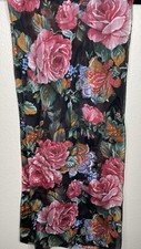 Vintage Berkshire Scarf Made In Italy Rectangular 12x 56 Dark Romantic Floral