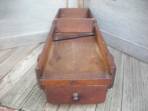 Antique Woodenware Large 19th C Walnut Vegetable Cutting Board Box with Drawer - Picture 3 of 22