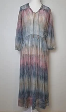 Zimmermann 100% Silk Ombre Maxi Dress Size 0 (AU 8) Boho Resort Pastel Chiffon 