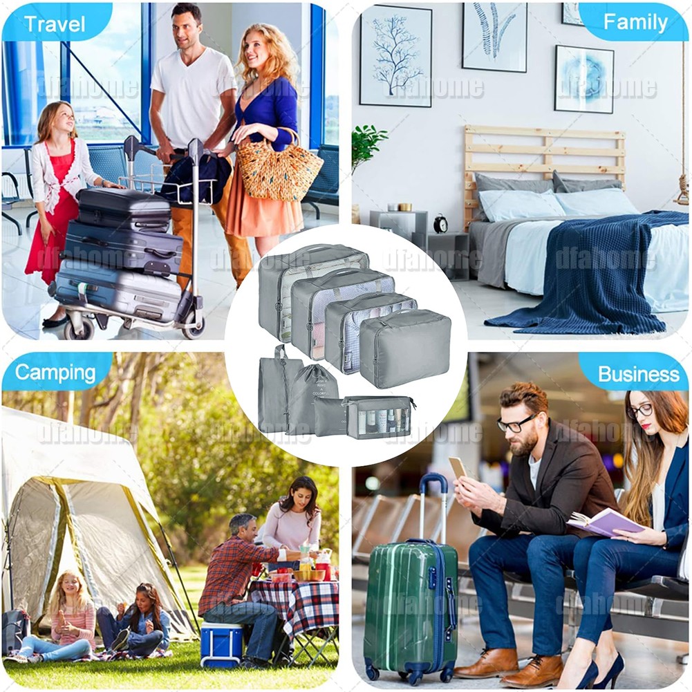 8x Packing Cubes Luggage Organizer Storage Bags Suitcase for Travel Accessories