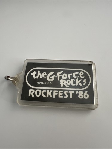 Llavero plástico vintage de 2" G-Force Rocks America Rockfest '86 WRRG FM89 - Imagen 1 de 3