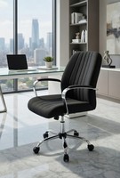 BüRosessel Schwarz Mit Ergonomischer RüCkenlehne Und Stabiler Basis