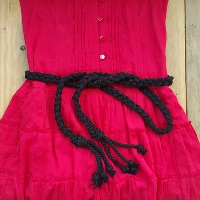 Cotton Braided Rope Tie Belt, Thick Tassel Woven Macrame Women Dress Waist Sash