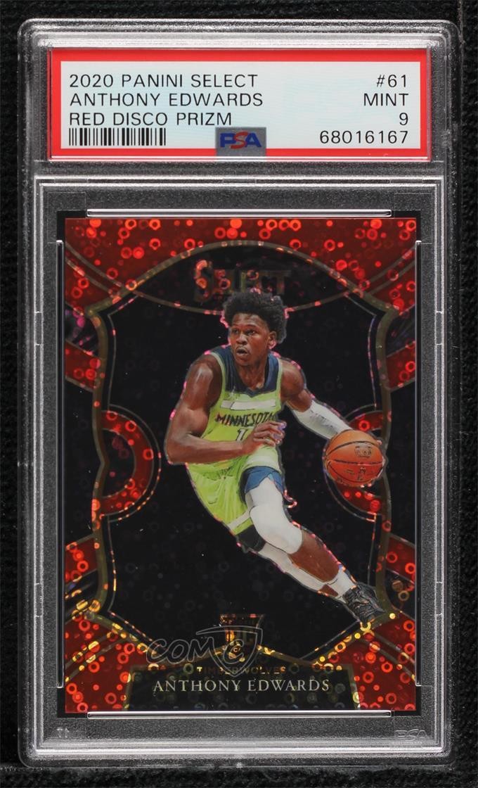 2020 Select Concourse Red Disco Prizm 47/49 Anthony Edwards #61 PSA 9 MINT v9t