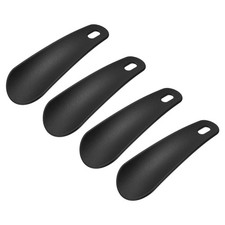 4Pcs Plastic Shoe Horn, 4.3" ABS Small Shoe Horn Spoon Helper Black