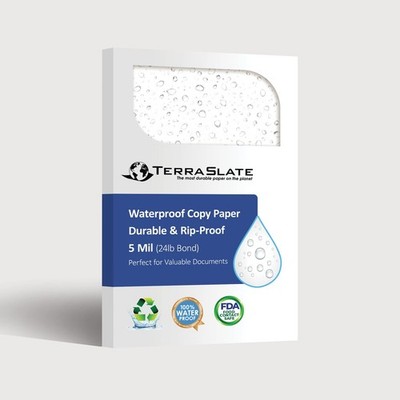 TerraSlate Premium Waterproof Paper, 5 MIL 8.5  x 11 , Laser Printer & Copy M...