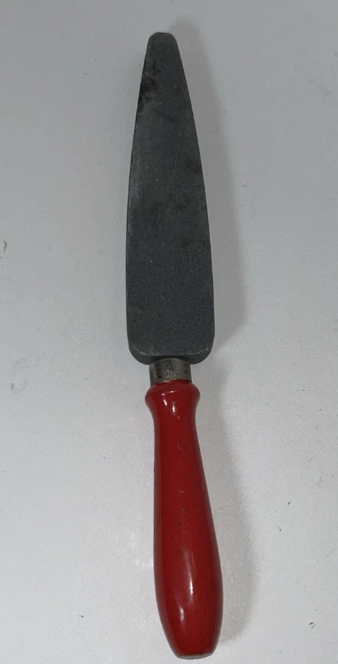 Piedra húmeda afiladora de carborundo vintage con mango de madera roja Foto 3 de 4