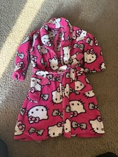 Girls Sanrio Hello Kitty Pink Fleece Belted Robe Size S 6 Pockets