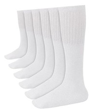 6 Pairs Men's Tube Socks, Over the Calf Cushioned Cotton 10-15 6 Pairs White